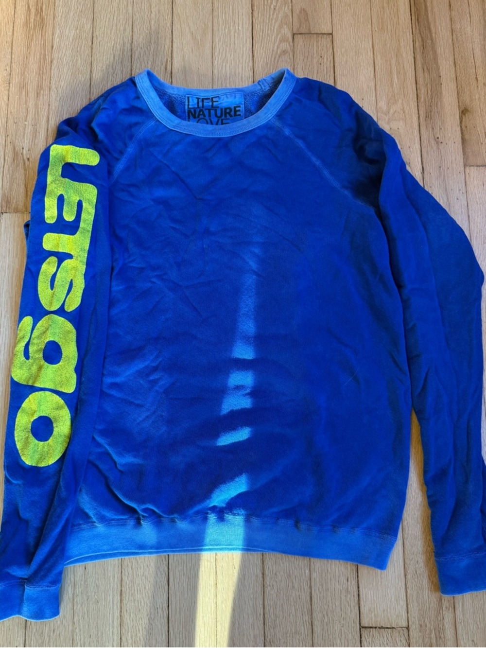 FREE CITY Let’s Go Blue & Yellow Sweatshirt Size Small EUC